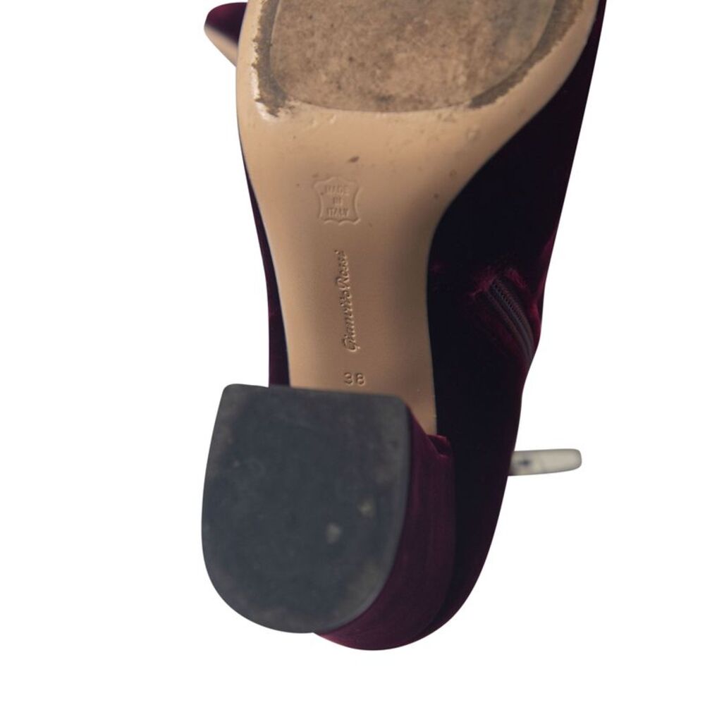 Gianvito Rossi Rolling 85 Ankle Boots in Burgundy Velvet - Picture 6 of 7